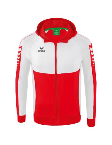 Erima Six Wings Trainingsjacke mit Kapuze - rot/weiß (Grösse: M) von Erima