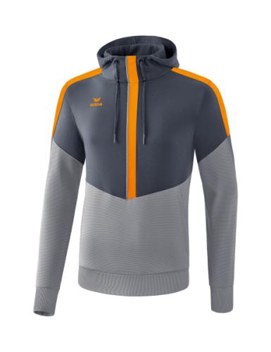 Erima Squad Kapuzensweat für Kinder - slate grey/monument grey/new orange (Grösse: 128) von Erima