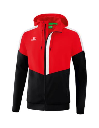 Erima Squad Tracktop Jacke mit Kapuze - rot/schwarz/weiß (Grösse: L) von Erima