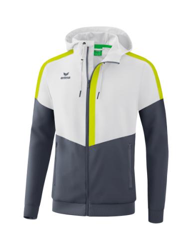 Erima Squad Tracktop Jacke mit Kapuze - weiß/slate grey/bio lime (Grösse: S) von Erima