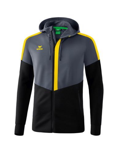 Erima Squad Trainingsjacke mit Kapuze - slate grey/schwarz/gelb (Grösse: L) von Erima