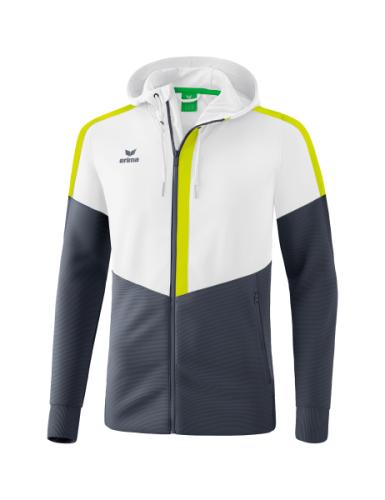 Erima Squad Trainingsjacke mit Kapuze - weiß/slate grey/bio lime (Grösse: M) von Erima