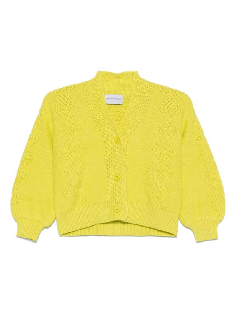 Ermanno Scervino Junior cable-knit cardigan - Yellow von Ermanno Scervino Junior