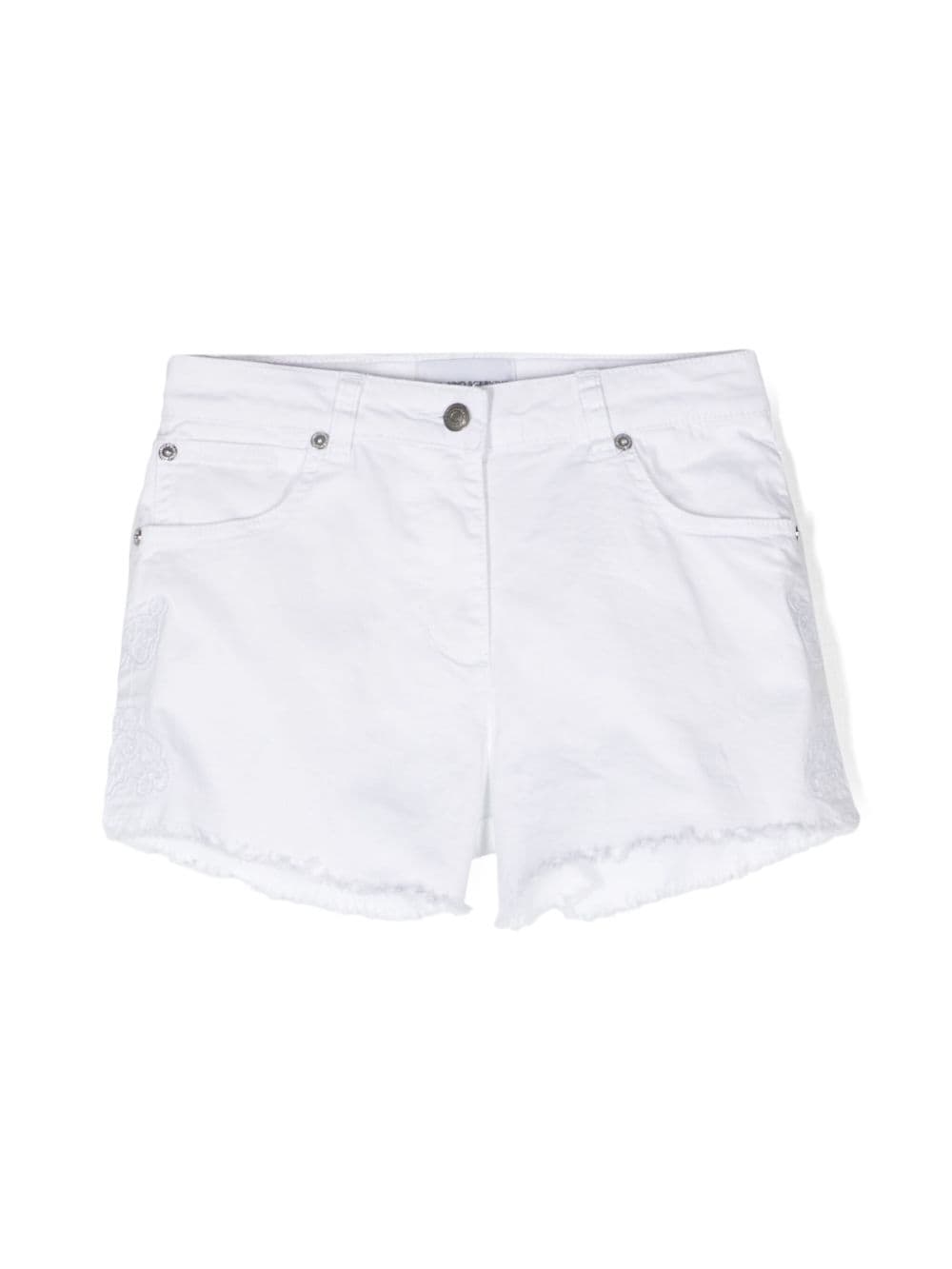 Ermanno Scervino Junior motif-embroidered frayed shorts - White von Ermanno Scervino Junior
