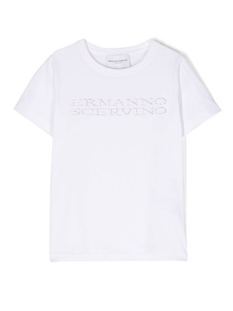 Ermanno Scervino Junior rhinestone embellished cotton T-shirt - White von Ermanno Scervino Junior