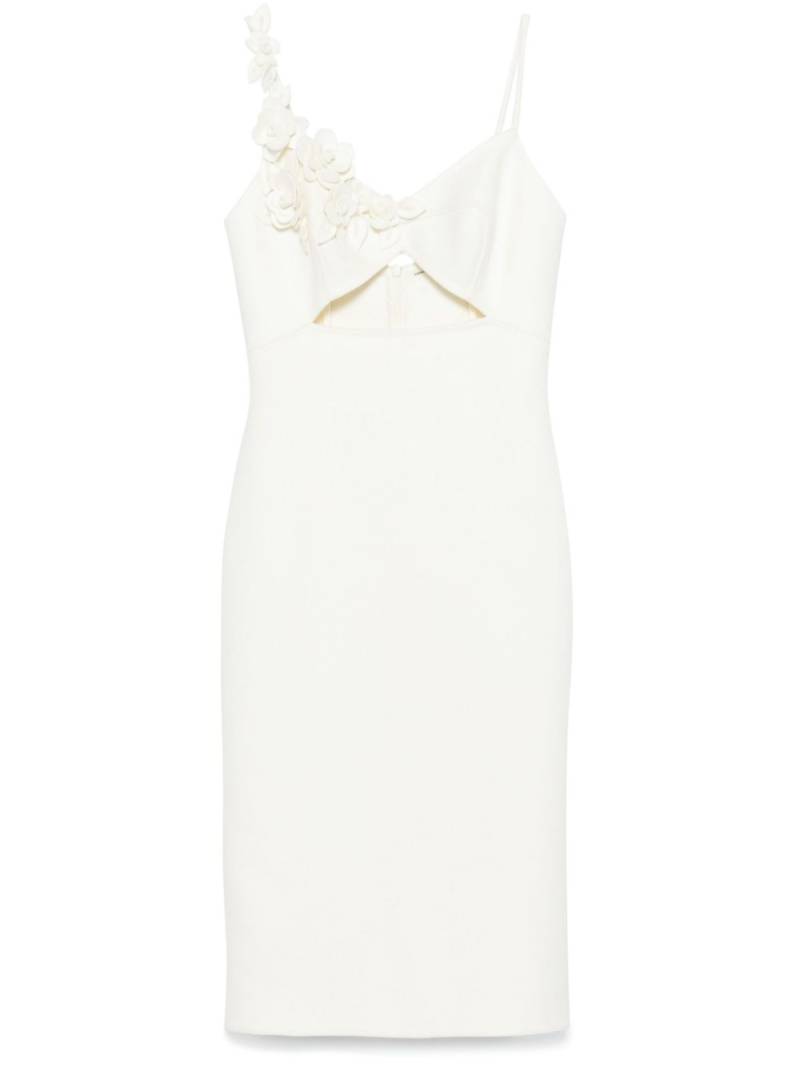 Ermanno Scervino 3D floral-appliqué virgin wool midi dress - White von Ermanno Scervino