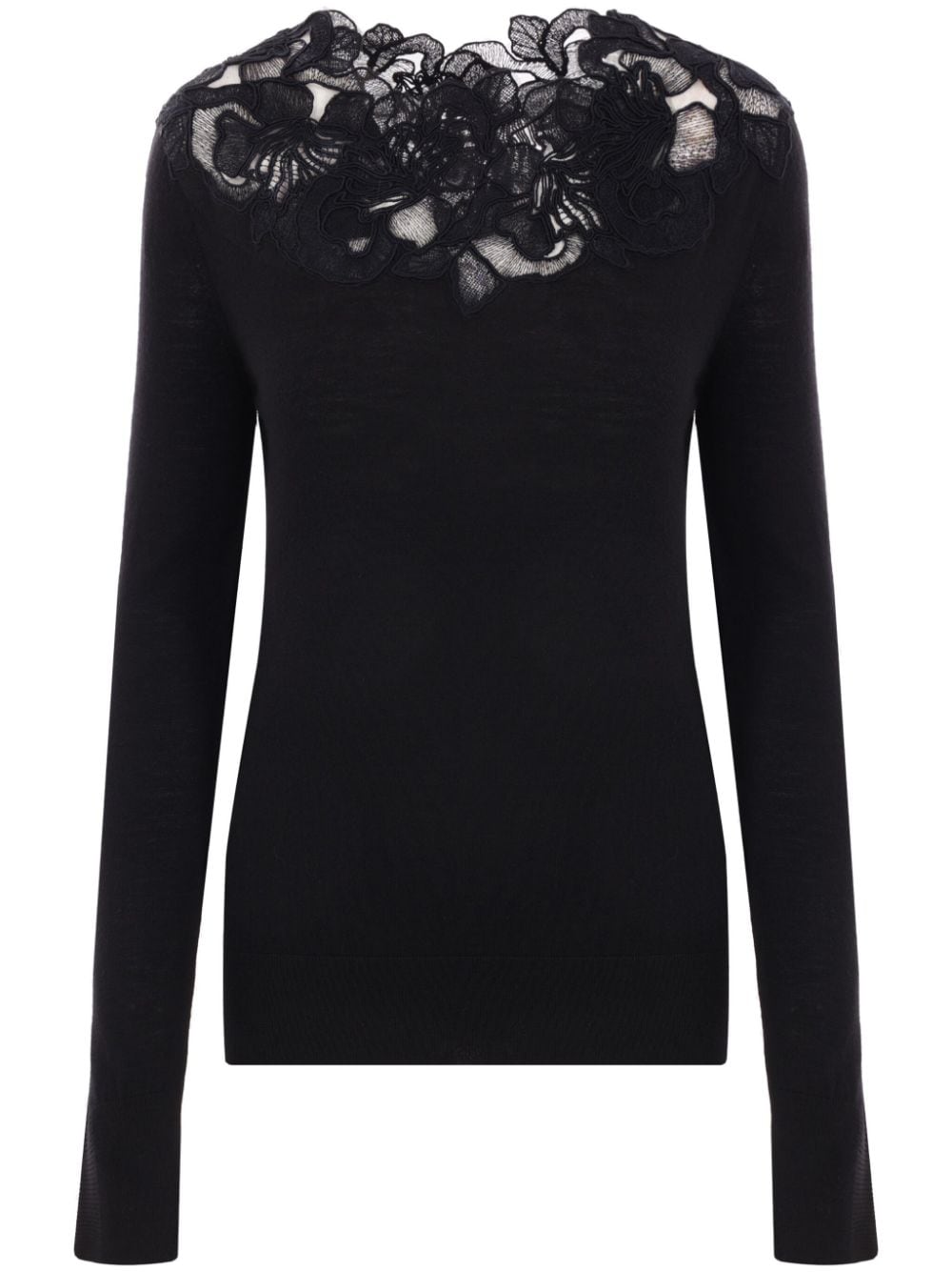 Ermanno Scervino Lace-inlaid sweater - Black von Ermanno Scervino