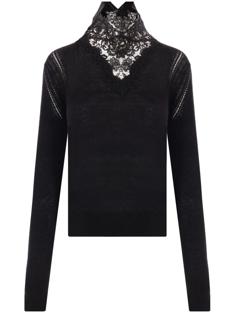 Ermanno Scervino Lace-inlaid sweater - Black von Ermanno Scervino