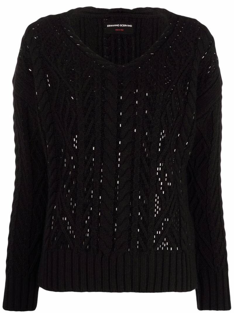 Ermanno Scervino bead-embellished V-neck jumper - Black von Ermanno Scervino