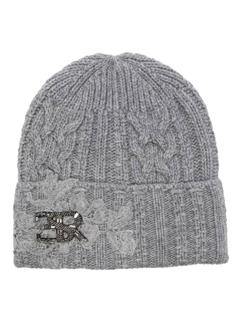 Ermanno Scervino bead-logo beanie - Grey von Ermanno Scervino