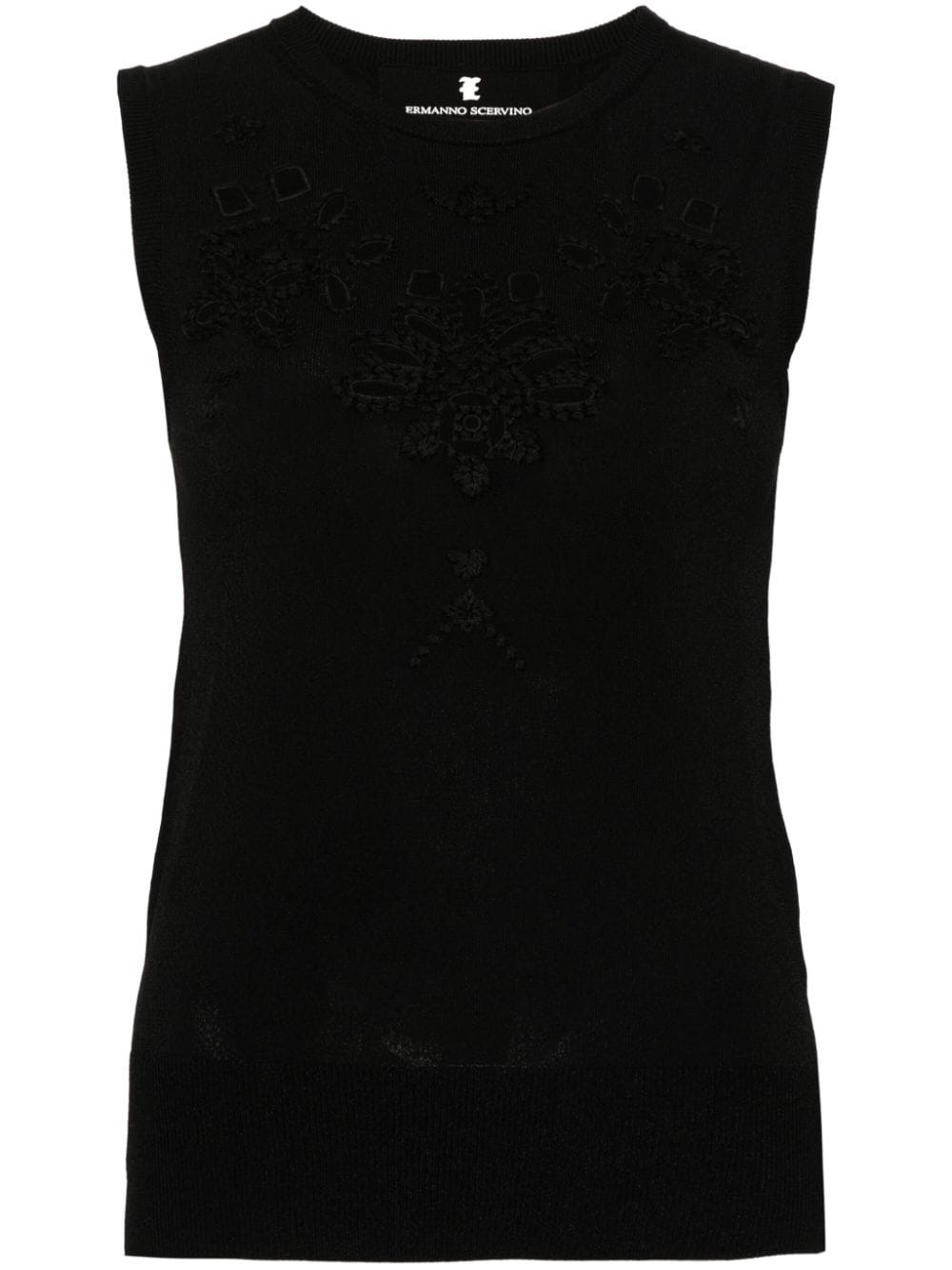 Ermanno Scervino broderie-anglaise fine-knit top - Black von Ermanno Scervino