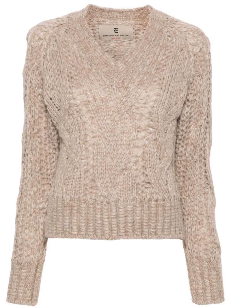 Ermanno Scervino cable-knit sweater - Neutrals von Ermanno Scervino