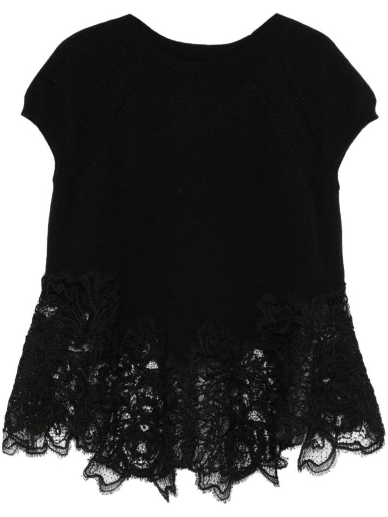 Ermanno Scervino corded-lace-trim top - Black von Ermanno Scervino