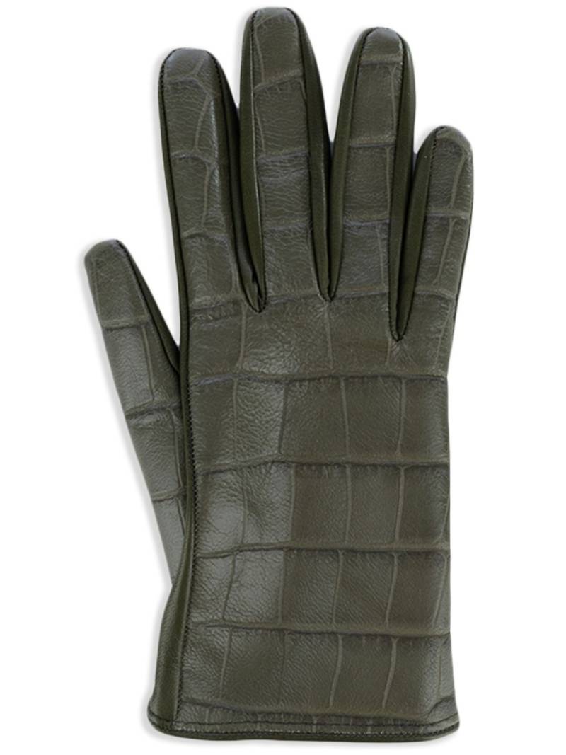 Ermanno Scervino crocodile-embossed leather gloves - Green von Ermanno Scervino