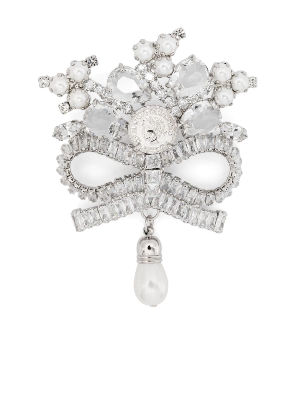 Ermanno Scervino crystal-embellished brooch - Silver von Ermanno Scervino