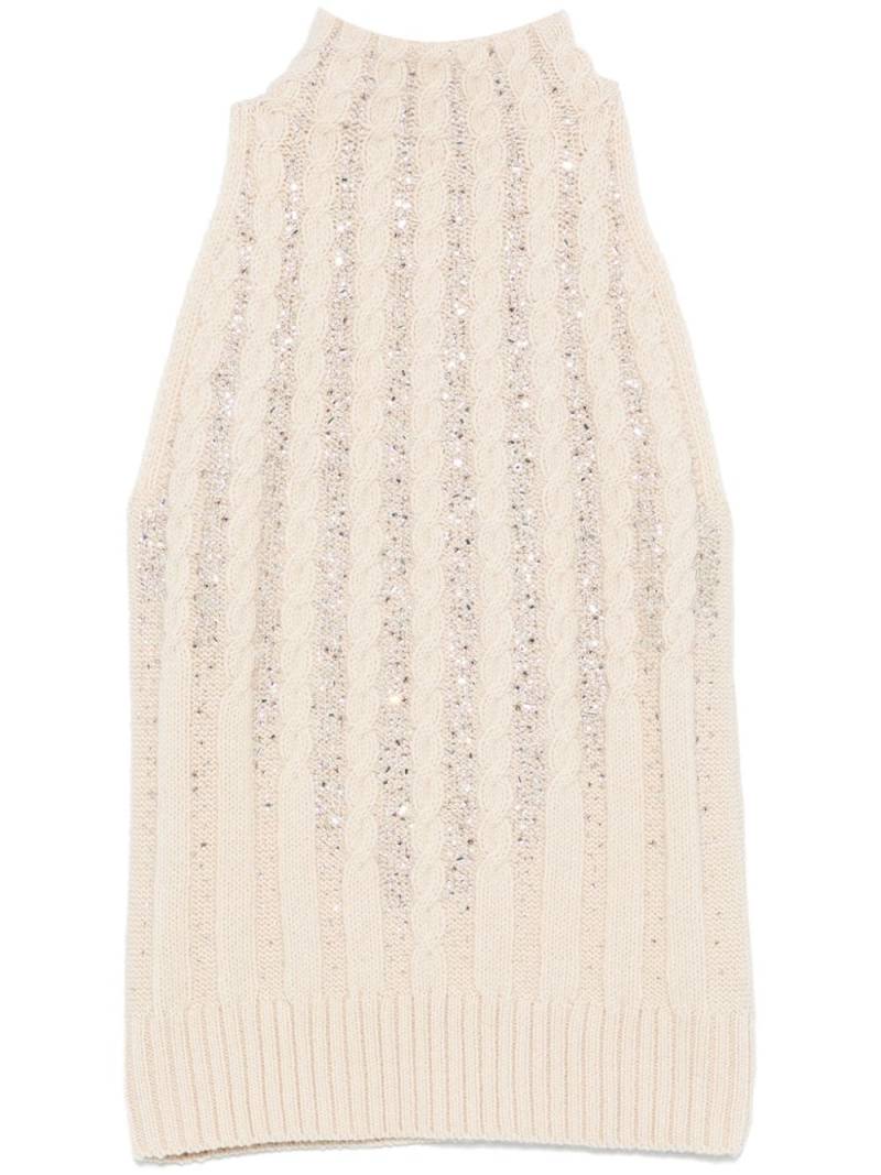 Ermanno Scervino crystal-embellished knitted top - Neutrals von Ermanno Scervino