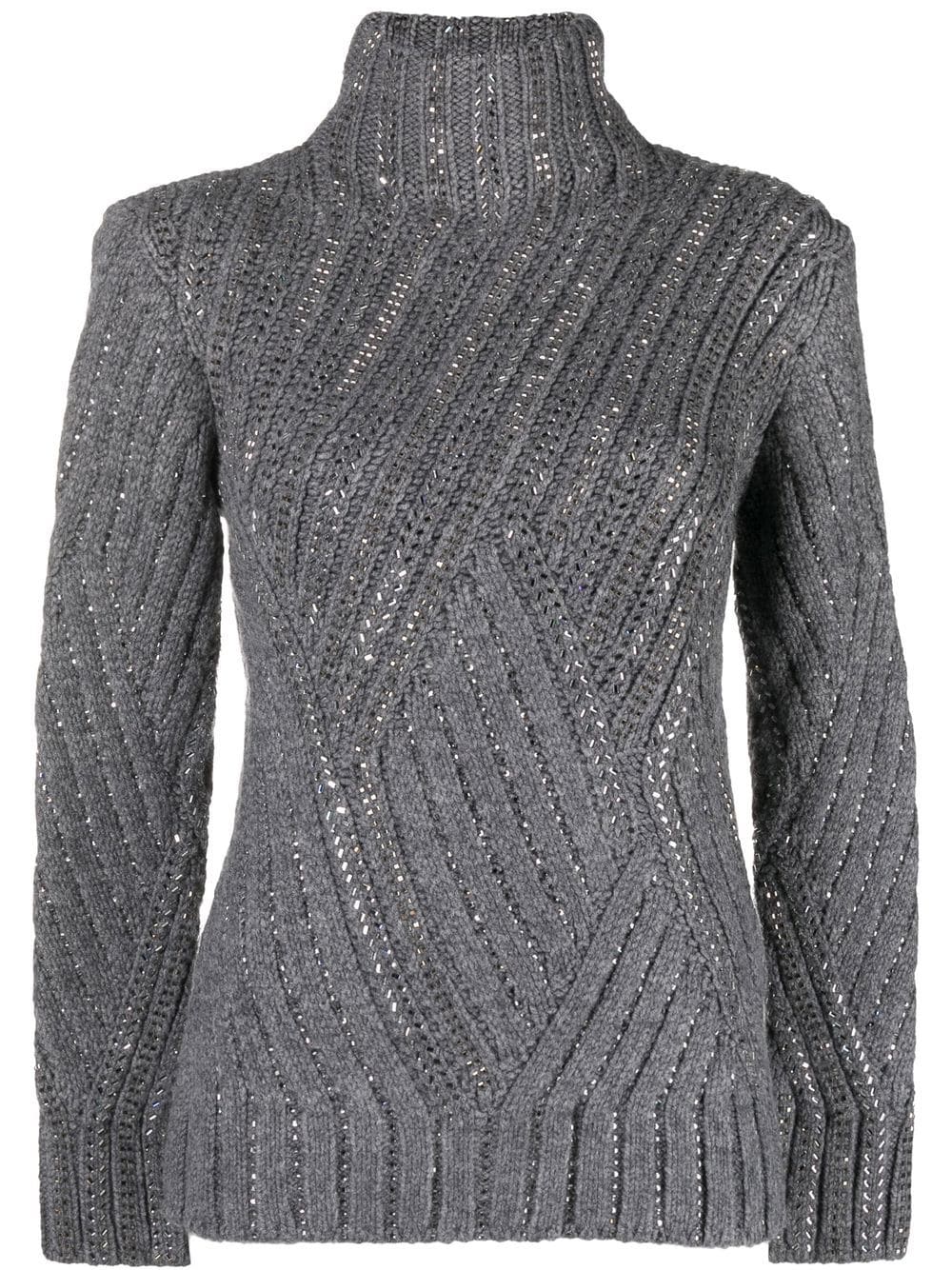 Ermanno Scervino crystal-embellished rollneck sweater - Grey von Ermanno Scervino