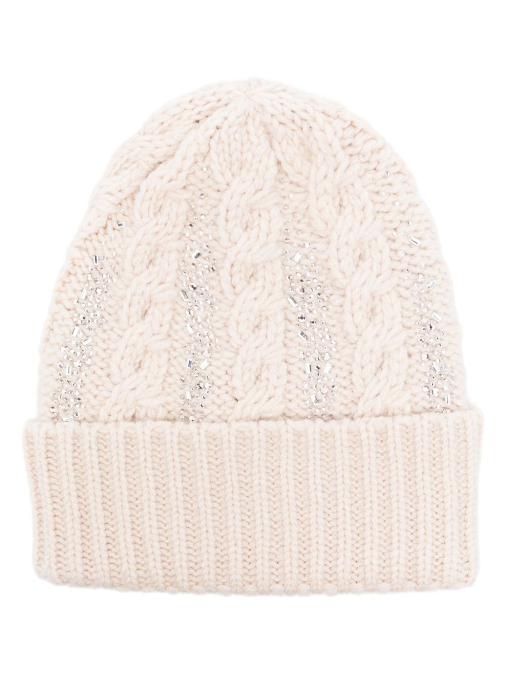 Ermanno Scervino crystals braided beanie hat - Neutrals von Ermanno Scervino