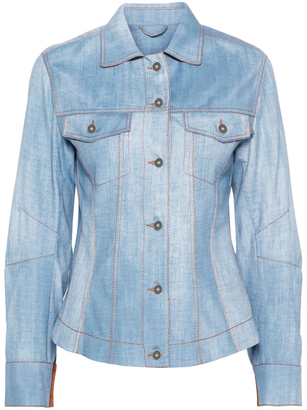 Ermanno Scervino denim-print jacket - Blue von Ermanno Scervino