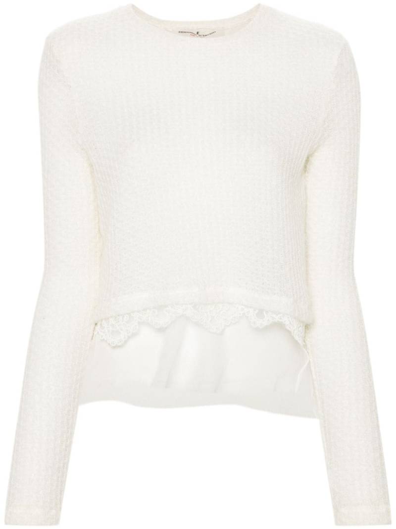 Ermanno Scervino embroidered-trim crew-neck jumper - Neutrals von Ermanno Scervino