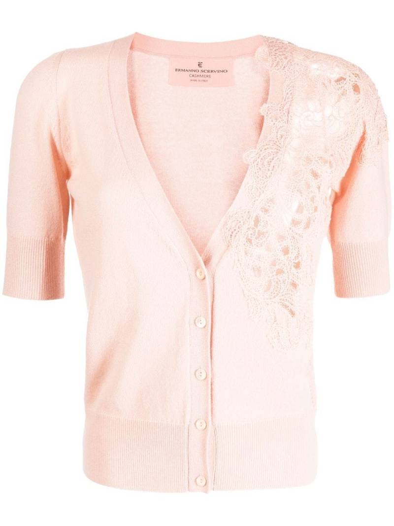 Ermanno Scervino embroidery-detail cashmere cardigan - Pink von Ermanno Scervino