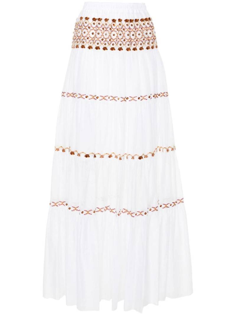 Ermanno Scervino flocked-motif maxi skirt - White von Ermanno Scervino