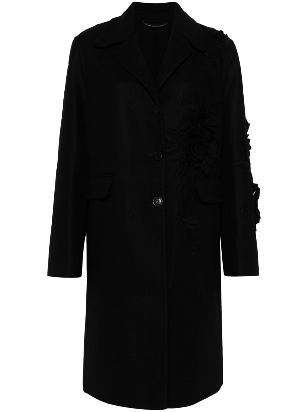 Ermanno Scervino floral-appliqué coat - Black von Ermanno Scervino