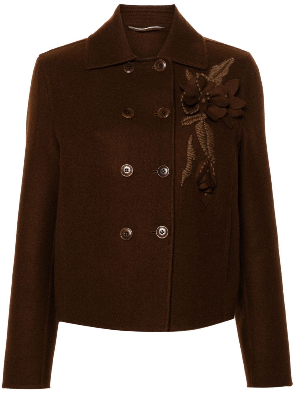 Ermanno Scervino floral-appliqué double-breasted jacket - Brown von Ermanno Scervino