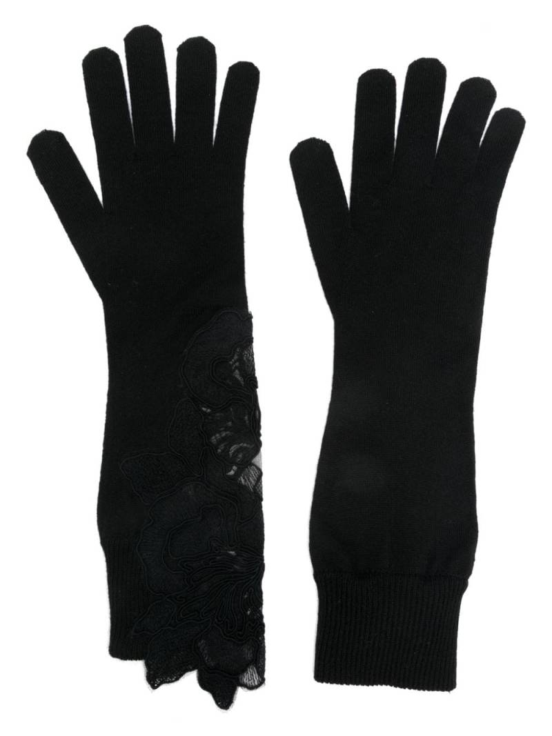 Ermanno Scervino floral-appliqué gloves - Black von Ermanno Scervino