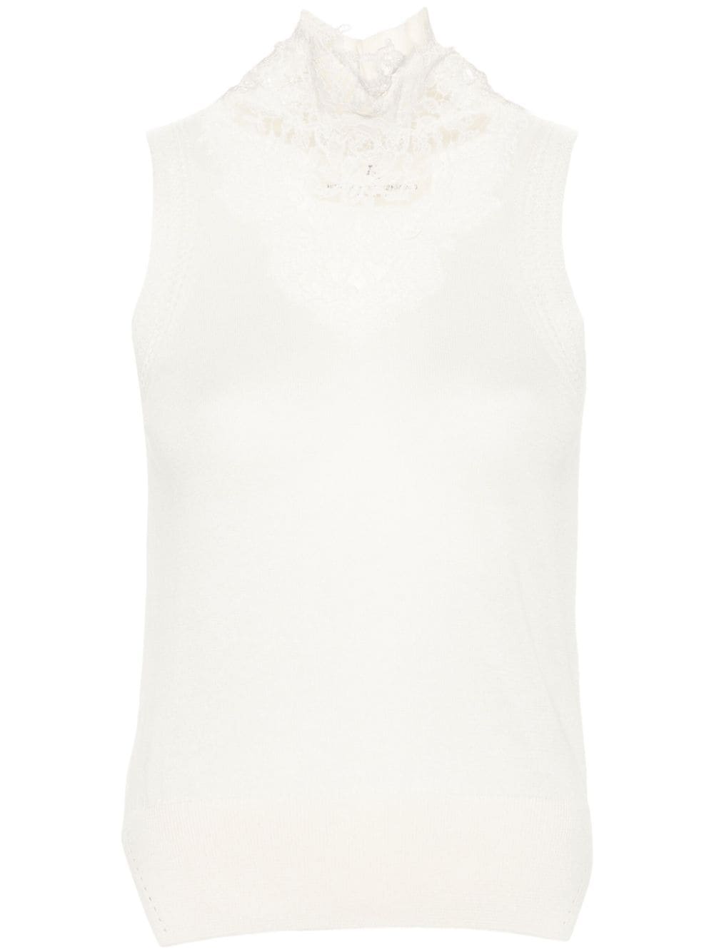 Ermanno Scervino floral-appliqué mock-neck tank top - Neutrals von Ermanno Scervino