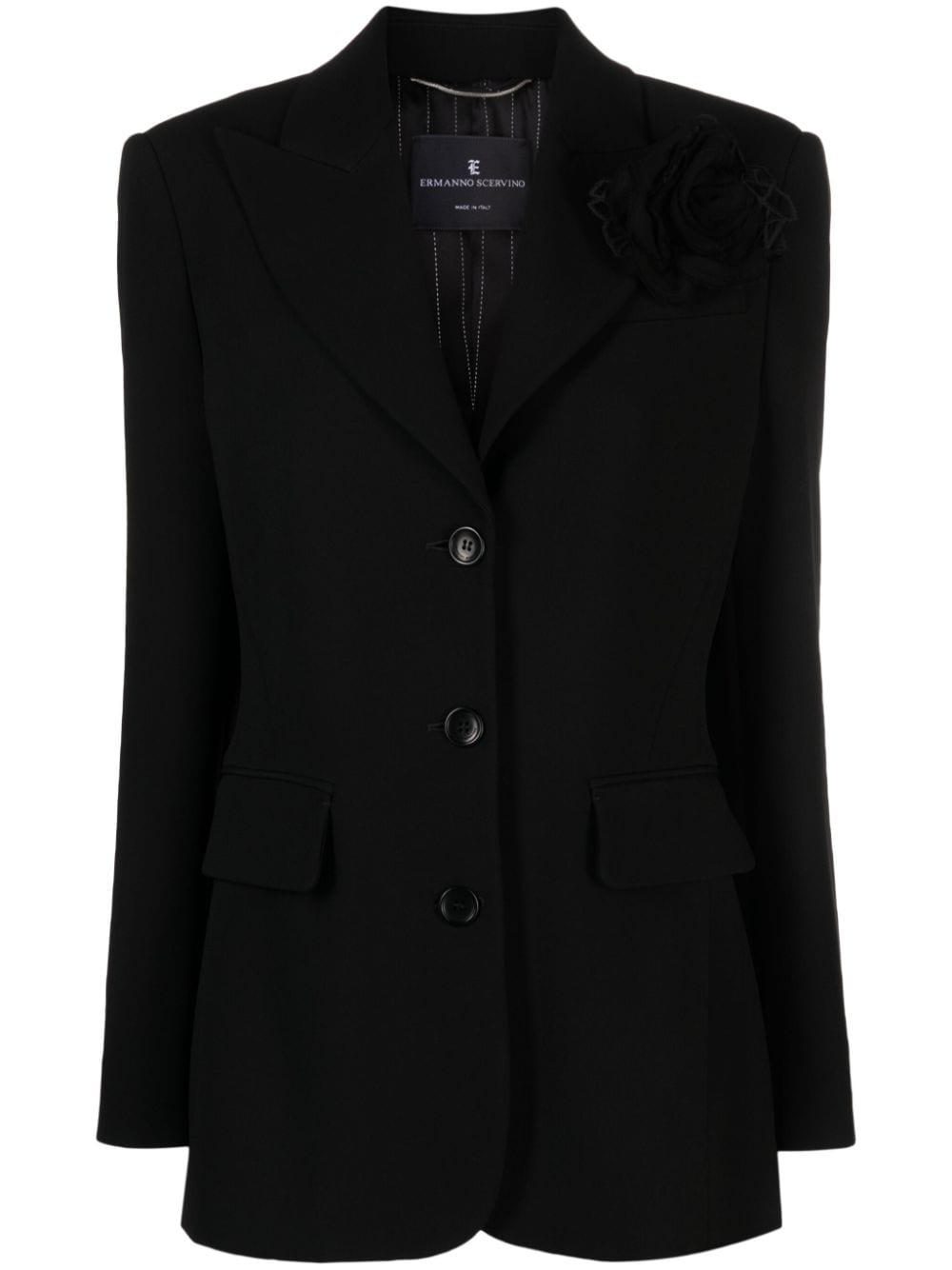 Ermanno Scervino floral-appliqué single-breasted blazer - Black von Ermanno Scervino