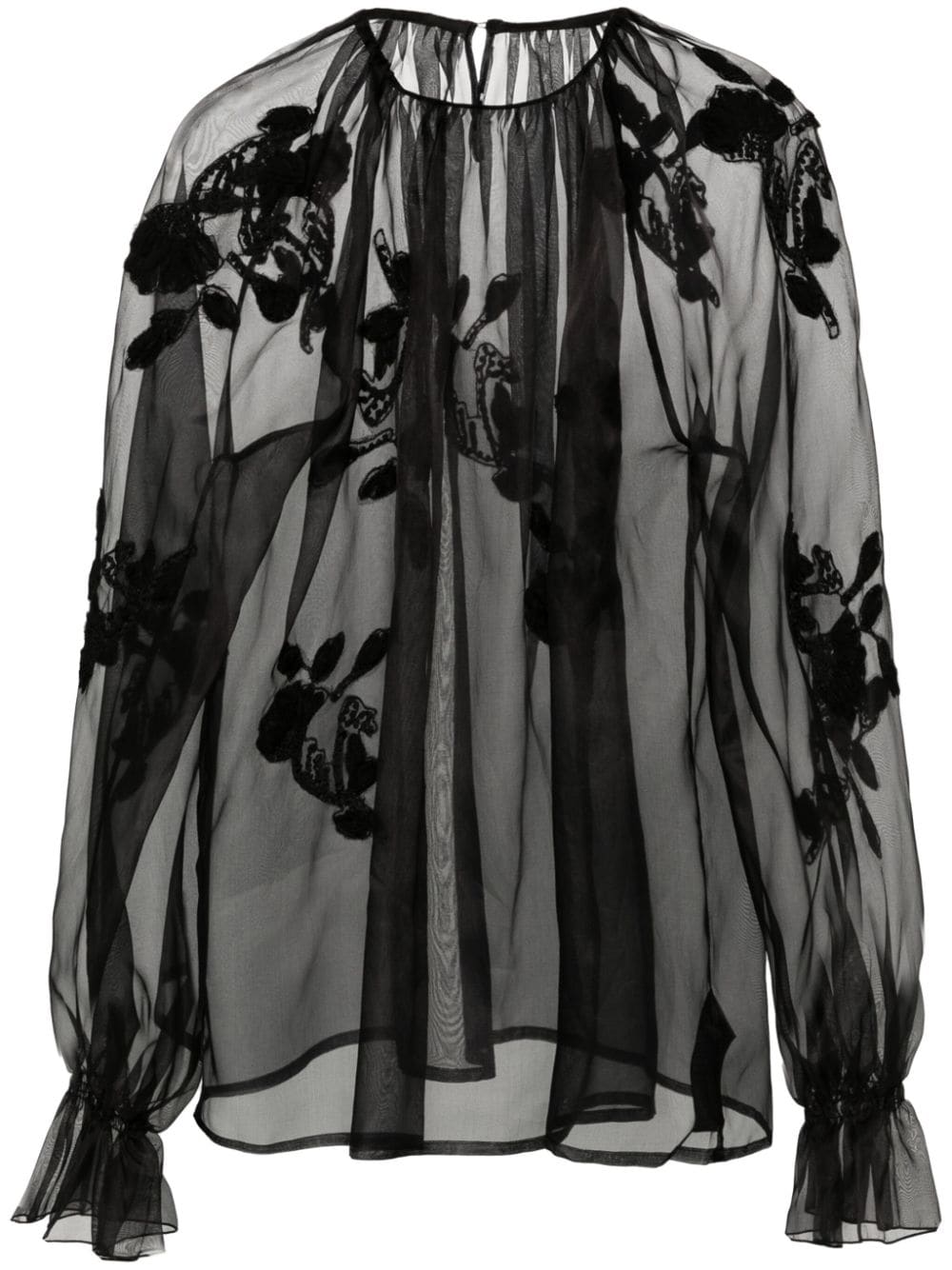 Ermanno Scervino floral-embroidered blouse - Black von Ermanno Scervino