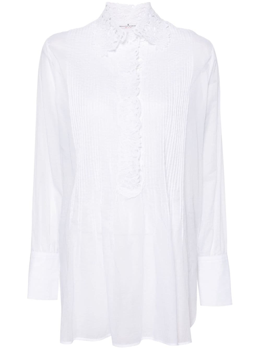 Ermanno Scervino floral-embroidered pleated blouse - White von Ermanno Scervino