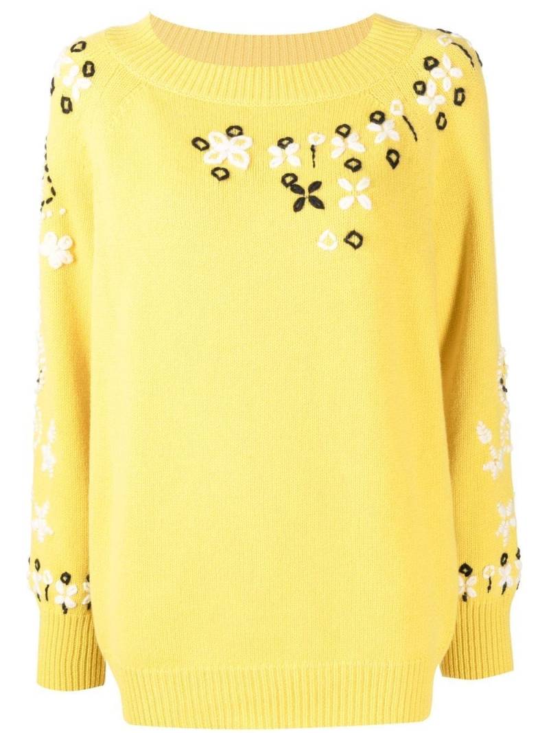 Ermanno Scervino floral-embroidered wool-cashmere jumper - Yellow von Ermanno Scervino