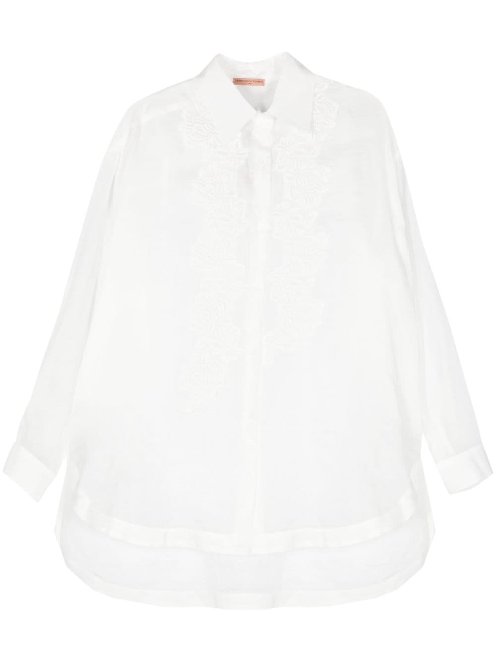 Ermanno Scervino floral-embroidery poplin shirt - White von Ermanno Scervino