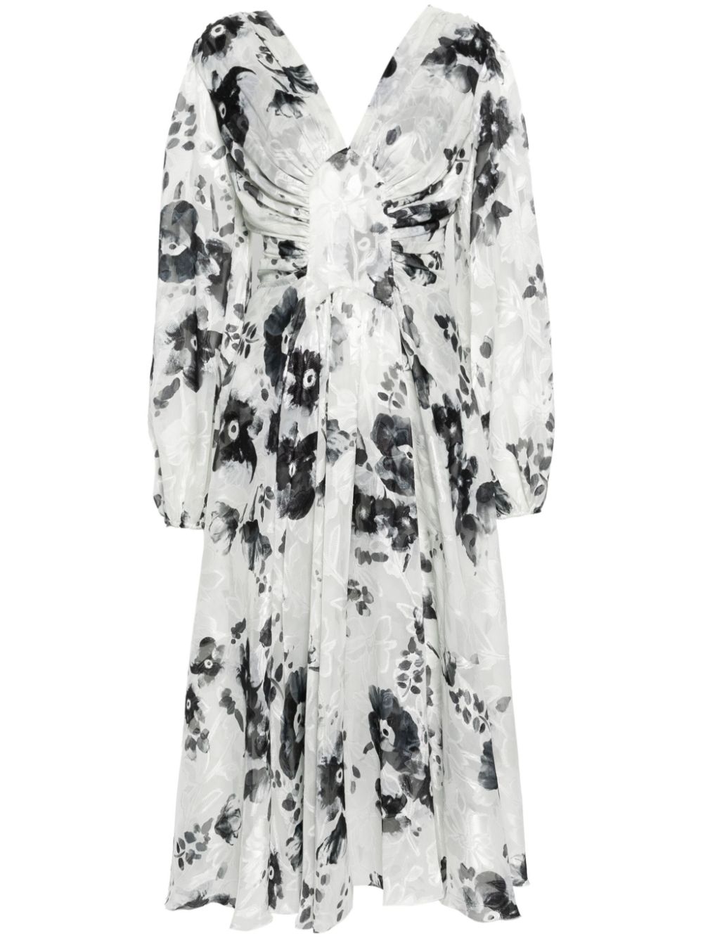 Ermanno Scervino floral-jacquard georgette midi dress - White von Ermanno Scervino