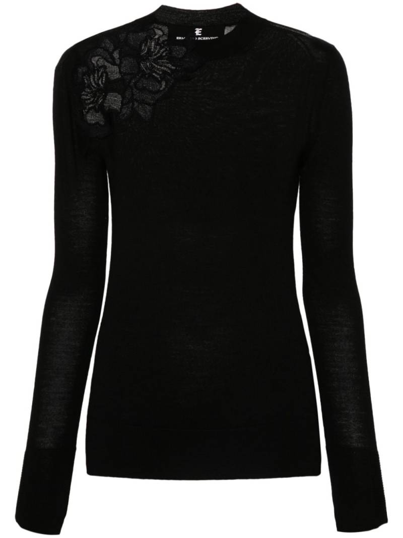 Ermanno Scervino floral-lace appliqué sweater - Black von Ermanno Scervino