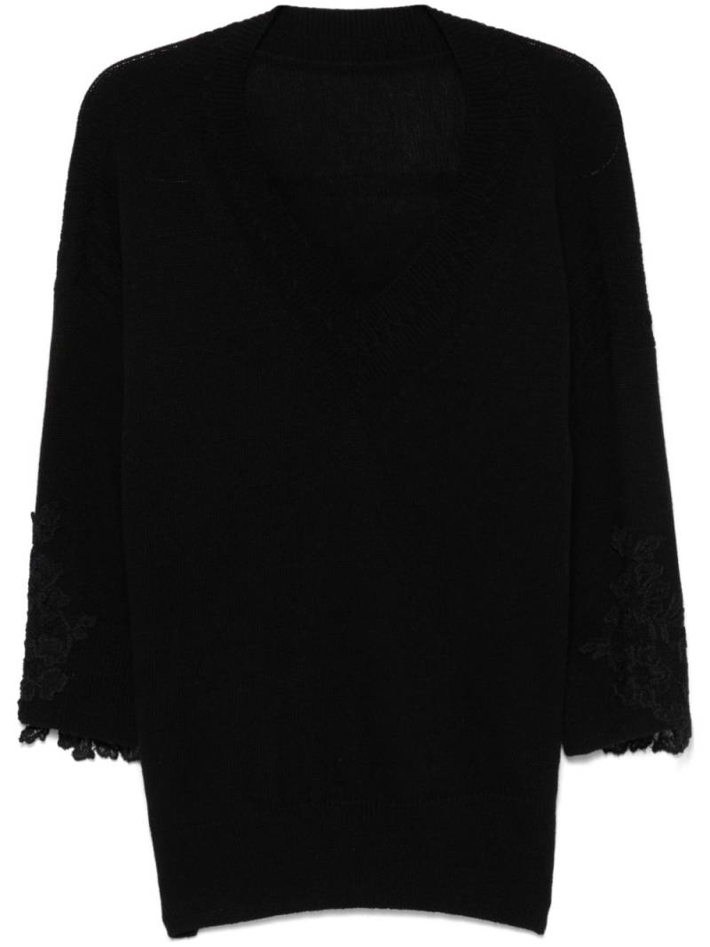 Ermanno Scervino floral lace-appliqué top - Black von Ermanno Scervino