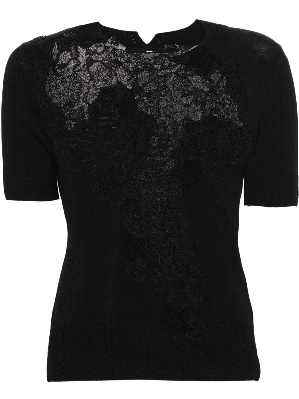 Ermanno Scervino floral-lace detail knitted top - Black von Ermanno Scervino