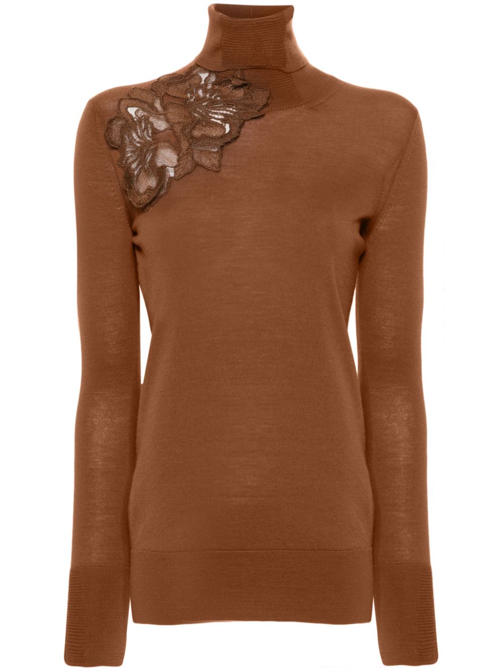 Ermanno Scervino floral-lace wool jumper - Brown von Ermanno Scervino