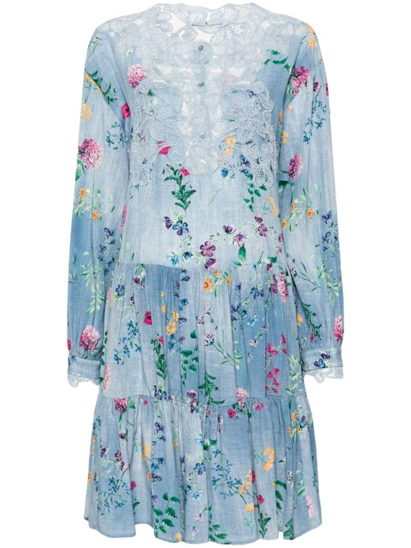 Ermanno Scervino floral-print silk mini dress - Blue von Ermanno Scervino