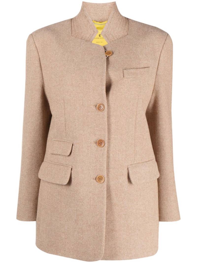 Ermanno Scervino herringbone-pattern single-breasted jacket - Neutrals von Ermanno Scervino