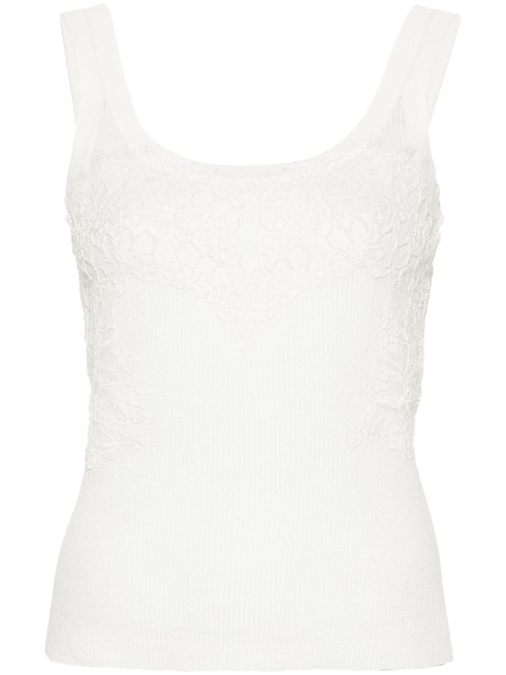 Ermanno Scervino lace-appliqué cotton tank top - White von Ermanno Scervino