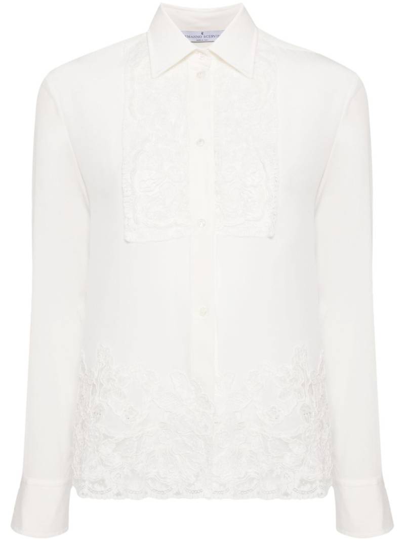 Ermanno Scervino lace-appliqué silk shirt - White von Ermanno Scervino