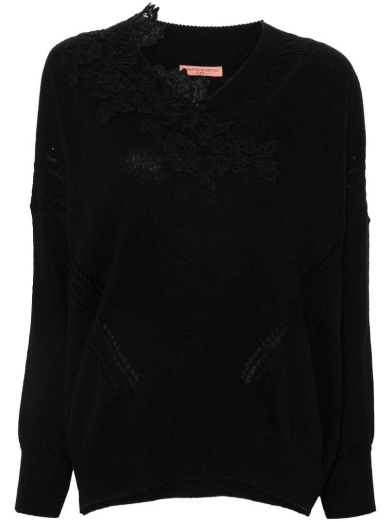 Ermanno Scervino lace-appliqué sweater - Black von Ermanno Scervino