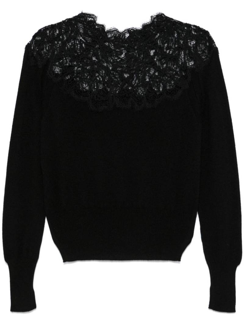 Ermanno Scervino lace-detail cashmere sweater - Black von Ermanno Scervino