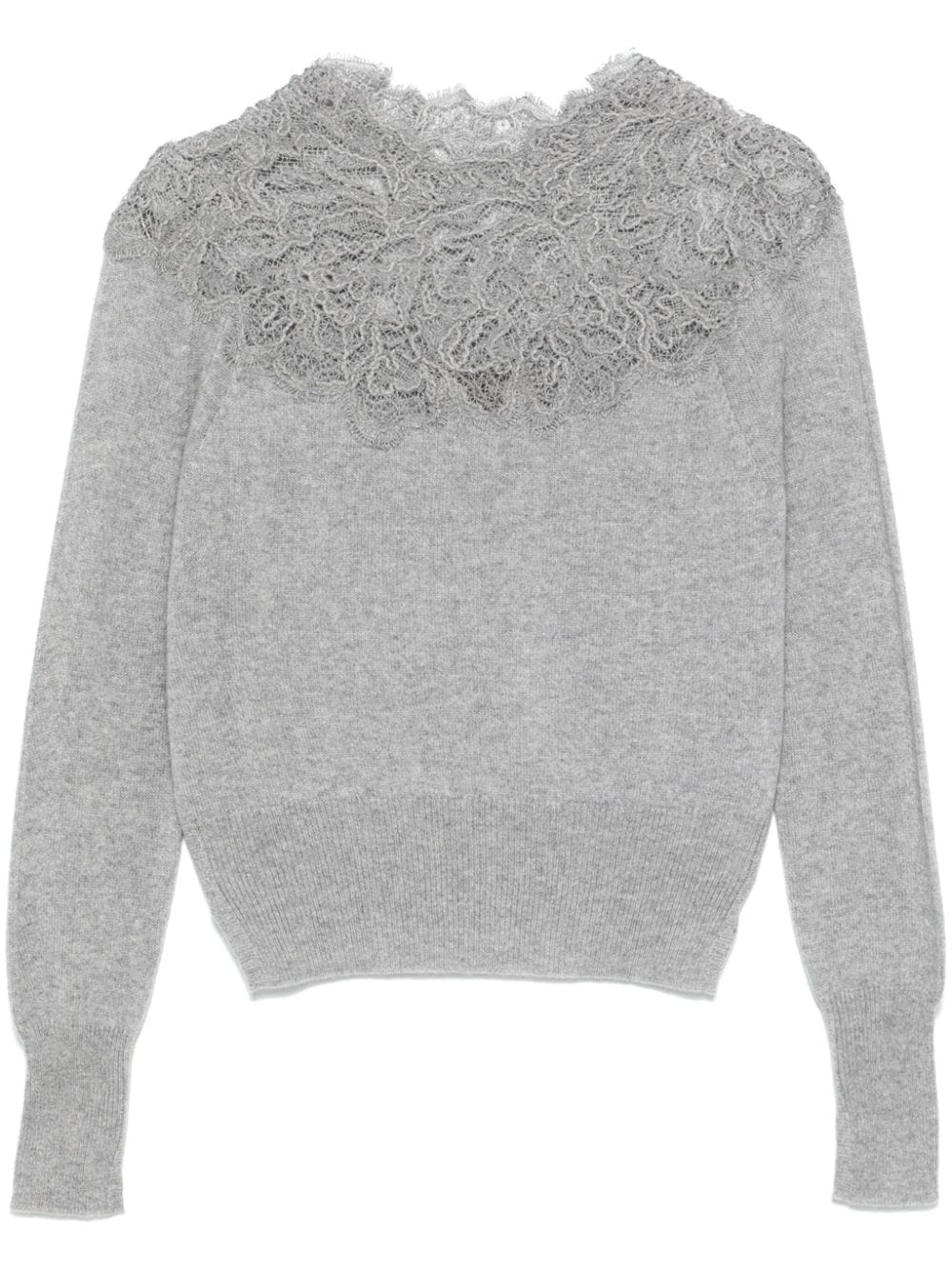 Ermanno Scervino lace-detail cashmere sweater - Grey von Ermanno Scervino