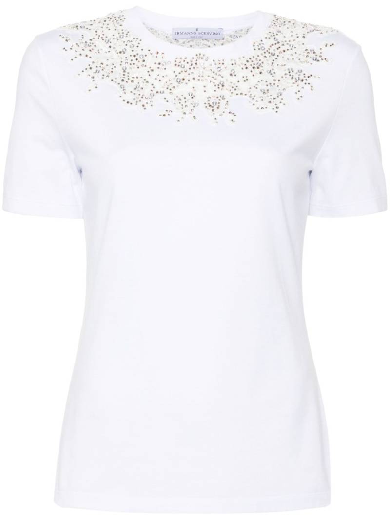 Ermanno Scervino lace-detail crystal-embellished T-shirt - White von Ermanno Scervino