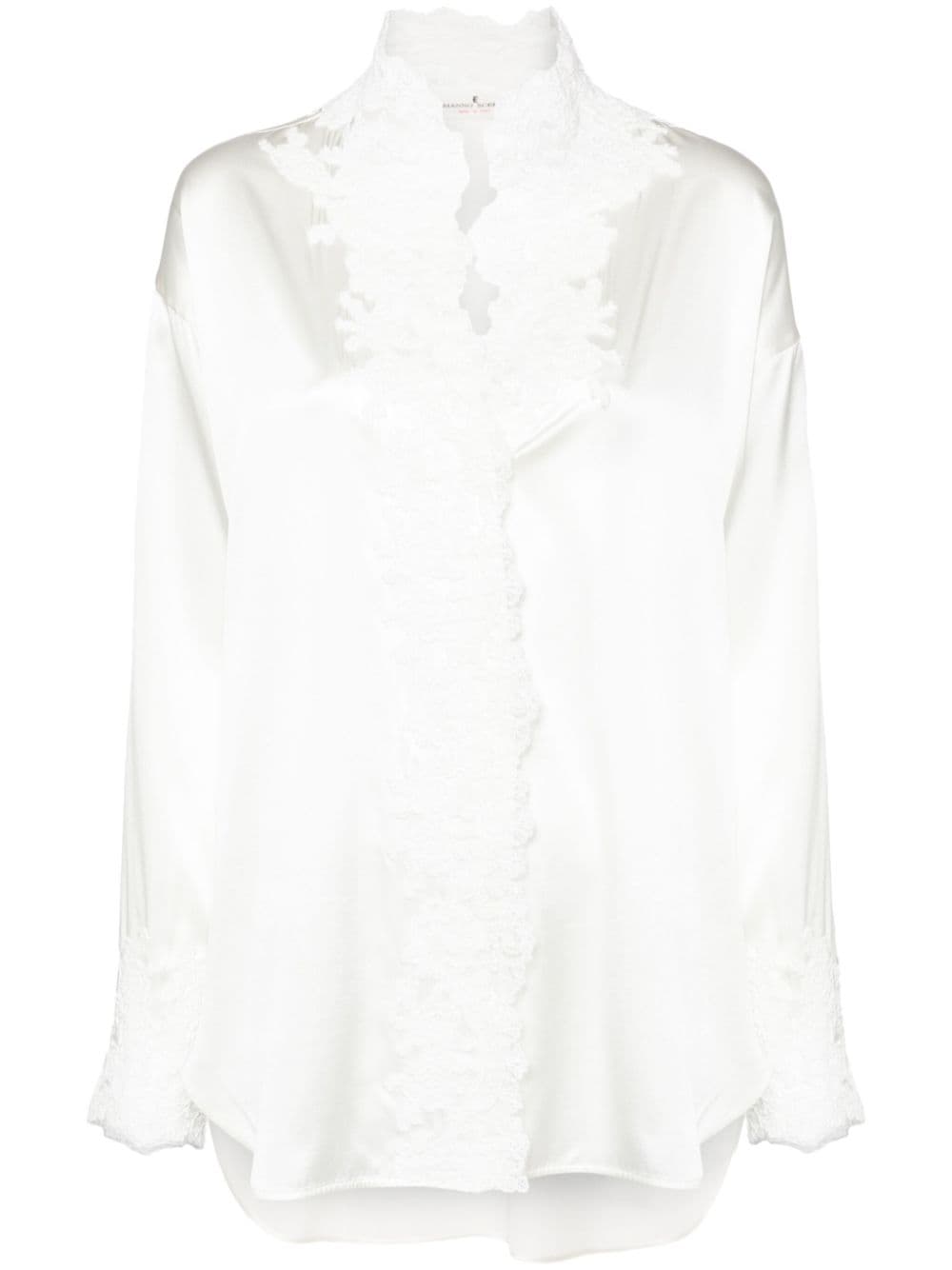 Ermanno Scervino lace-detail satin shirt - White von Ermanno Scervino