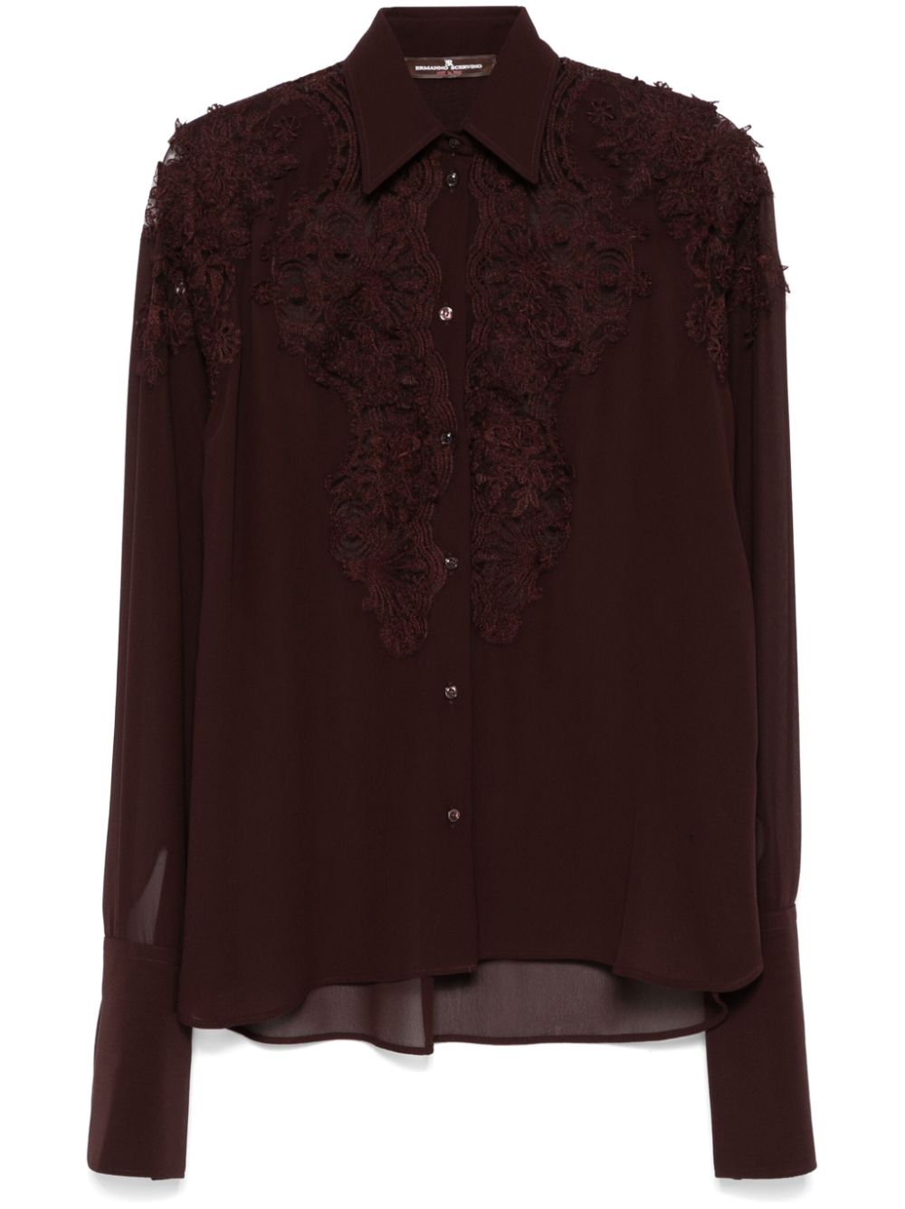 Ermanno Scervino lace-detail shirt - Brown von Ermanno Scervino